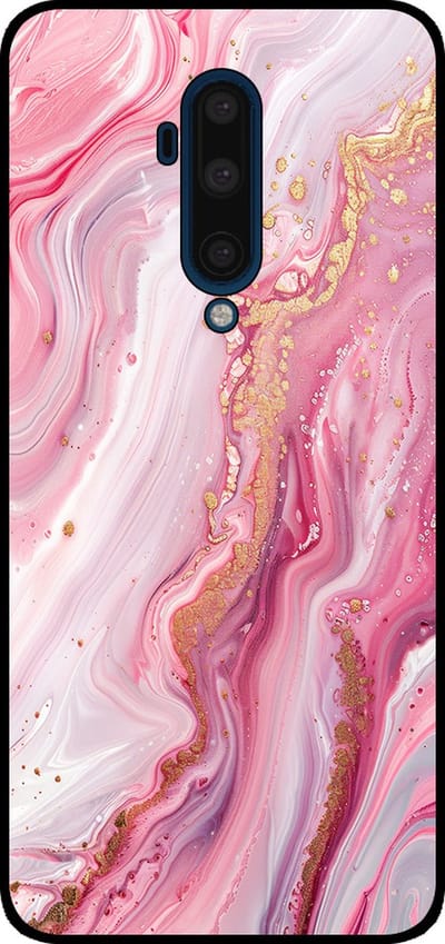 Smartphonica Telefoonhoesje Geschikt voor OnePlus 7T Pro met marmer opdruk - TPU backcover case marble design - Roze geschikt voor OnePlus 7T Pro