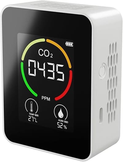 Luchtkwaliteit Monitor - CO2 Detector - Binnenklimaat Meten - 5-in-1 Functionaliteit - 89x70x35mm - Wit