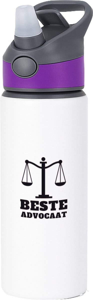 Hacebo® - beste advocaat waterfles met rietje paars - Beste advocaat - collega - cadeau - water fles - 650ML