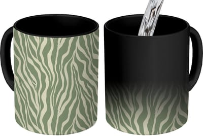Magische Mok - Foto op Warmte Mokken - Koffiemok - Zebra - Motief - Groen - Magic Mok - Beker - 350 ML - Theemok