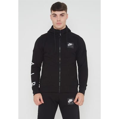 Nike Air Fleece Heren Zip Through Hoodie In Zwart