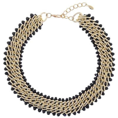 Behave - Statement Ketting – Goudkleur Zwart – 40 cm + 7 cm Verlengketting – Nikkelvrij
