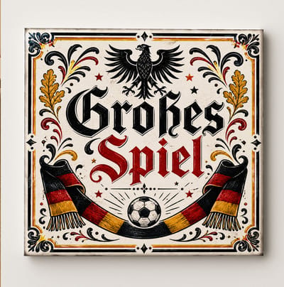 Duitsland Grote Wedstrijd Decoratieve Keramische Tegel – Deutschland Voetbal Fan Wandtegel – Zwart Rood Goud Supporter Cadeau