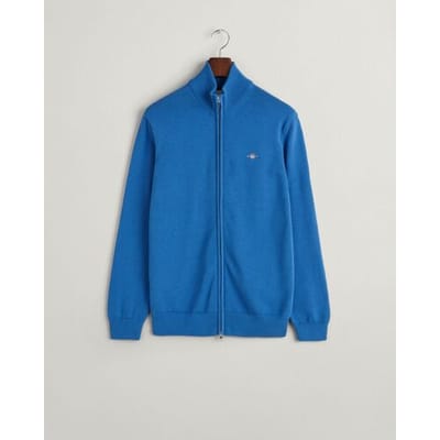 Gant Vest Casual Cotton Zip Cardigan Rich Blue / male