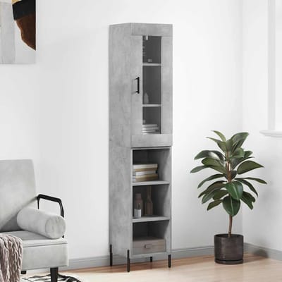 vidaXL - Hoge - kast - 34,5x34x180 - cm - bewerkt - hout - betongrijs