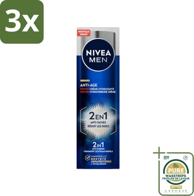 3 x NIVEA MEN - Anti-Age 2in1 Power - Hydraterende Crème Gezicht SPF 30 - 50 ml - Grootverpakking - Anti-aging Crème - Gezichtsverzorging Mannen - SPF 30 - Rimpels - Pigmentvlekken