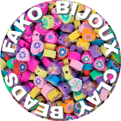 Fako Bijoux - 100 Klei Kralen Hartjes Bloem - Polymeer Kralen - Figuurkralen - Kleikralen - 10mm - 100 Stuks