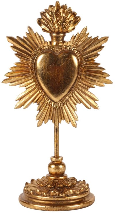 Baroque - Decoratief beeld of figuur - Kandelaar Hart 33,5 cm - Goud - Resin - 33.5x18.5x13 - Polyresin