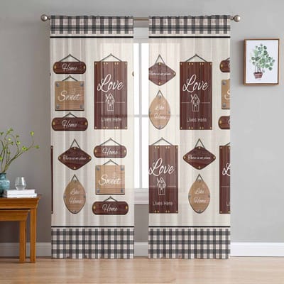 Citaten op Plaquettes en Houten Borden Raam Tule Gordijnen voor Woonkamer Slaapkamer Hotel Luxe Decoratie Transparante Gordijnen 135W x 114H(cm) white
