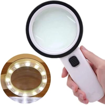Vergrootglas met licht - Loep Vergroting - Lezen Inspectie - 10x Vergroting 12 LED - 22 cm Handzaam - Zwart