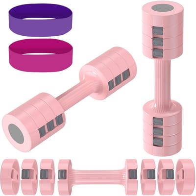Verstelbare halterset - Handgewichten set - Krachttraining thuis - 4-in-1 gewichtsaanpassing - Tot 23 kg - Roze