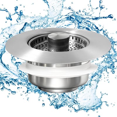 Universele Pop-up Keukenafvoerzeef 3-in-1 met Geurstop voor Spoelbakken 75-86 mm