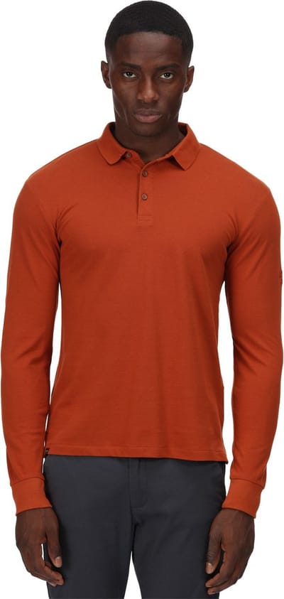 Het Regatta Kaleb poloshirt met lange mouwen - heren - Coolweave - katoen - Oranje