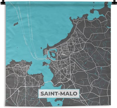 Wandkleed - Wanddoek - Saint-Malo - Frankrijk - Plattegrond - Stadskaart - Kaart - 180x180 cm - Wandtapijt