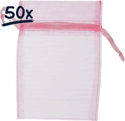 50 Organza zakjes met trekkoord - 8x10 cm - cadeauzakjes - cadeautasje - snoepzakje - voile zakje