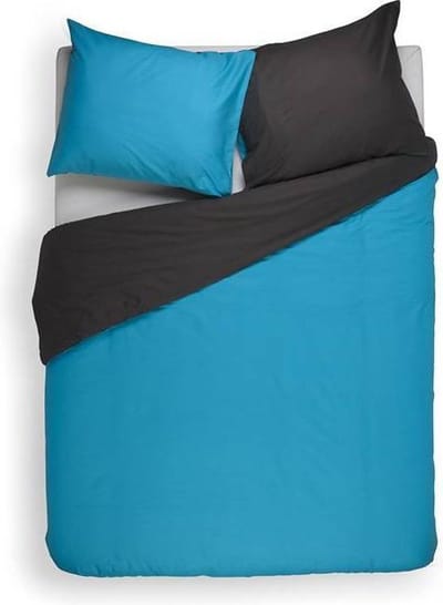 Snoozing Two Tone - Dekbedovertrek - Tweepersoons - 200x200/220 cm + 2 kussenslopen 60x70 cm - Turquoise/Antraciet