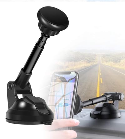 DrPhone V8 PRO Autohouder Metaal Telescopisch Verstelbaar & Uitschuifbaar Arm – Dashboard- Zuignap Windschermhouder – Zwart voor iPhone 13 / 12 / Samsung S21 / Note 20