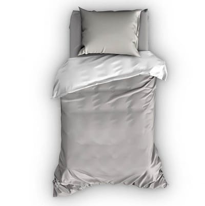 Satin d'Or Reverso Dekbedovertrek - Eenpersoons - 140x200/220 cm - Silver/Wit