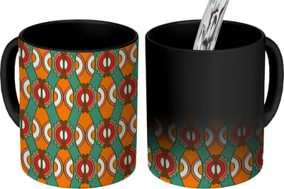 Magische Mok - Foto op Warmte Mokken - Koffiemok - Design - Retro - Oranje - Abstract - Magic Mok - Beker - 350 ML - Theemok