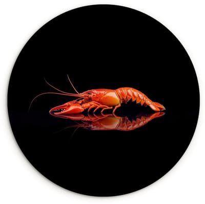 WallCircle® Wandcirkel 90x90 cm - Muurcirkel Kreeft - Oranje - Zwart - Opvallend - Muurdecoratie woonkamer - Wanddecoratie keuken - Kamer decoratie accessoires - Ronde schilderijen