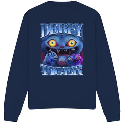 K-Pop Demon Hunters Uniseks Adult Derpy Tijger Sweatshirt (Marine)