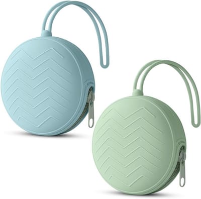 Siliconen fopspeenbox voor 2 fopspenen - Draagbare en waterdichte fopspeenhouder - BPA-vrij - Voor meisjes en jongens - Groen/blauw