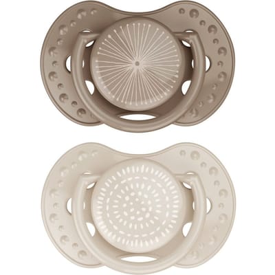 Difrax LOVI Fopspeen Dynamisch - Classy - 0 tot 6 Maanden - Beige & Bruin - 2 Stuks
