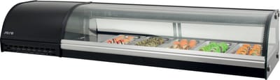 Sushi vitrine B=180cm | 7X GN 1/3 | Zwart | Gepoedercoat Staal | Saro | SV1800 | 323-3159