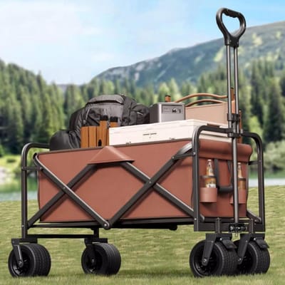 Opvouwbare Bolderkar - Tuinwagen Strandkar - Spullen Vervoeren - Met Remmen - 150 Liter - Oranje