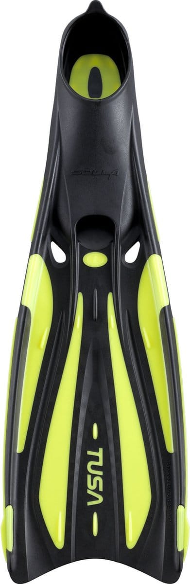 TUSA Solla - High-Performance full-foot duikvinnen met ForcElast-technologie en 20° angled blade design voor efficiënte voortstuwing - Zwart/Geel - FF-23 - Maat M (40–41) - (25–25,5 cm)