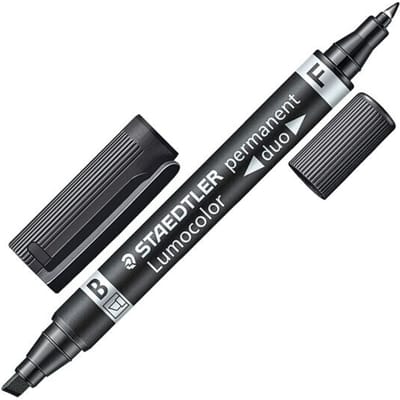 Staedtler permanente marker Lumocolor Duo, beitelpunt, zwart