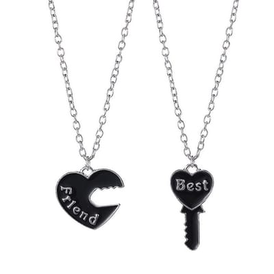 Fako Bijoux® - Vriendschapsketting - BFF Ketting - Hart & Sleutel - Best Friend - Zwart
