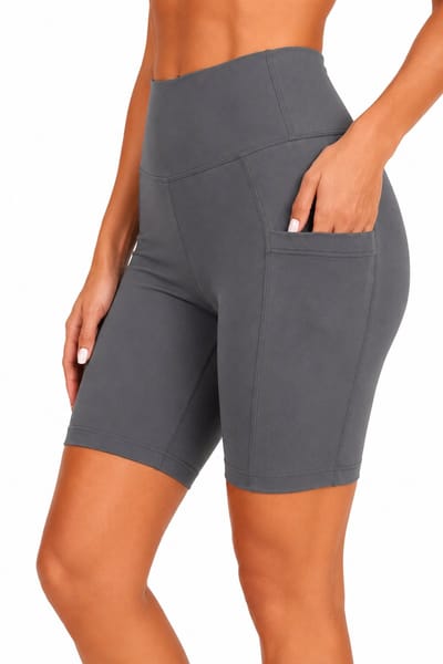SparkNine Softflow korte sportbroek - met zakken - zachte stof - S - grijs - dames short - half lang - fietsshort