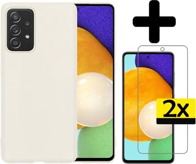 Hoesje - Met 2x Screenprotector - Geschikt voor Samsung Galaxy A52 - Sterk & Shockproof - Back Cover - Siliconen Case - Telefoon Hoes - Telefoonhoesjes - Wit
