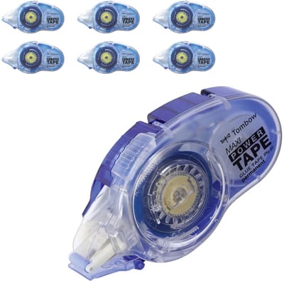Tombow Mono Lijmroller - Maxi Power Glue Tape - Permanent - Dubbelzijdig lijm - Navulbaar - 6 stuks
