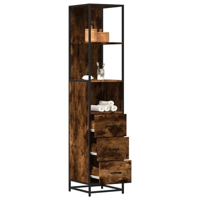 vidaXL - Badkamerkast - 35x37,5x166 - cm - bewerkt - hout - gerookt - eikenkleurig