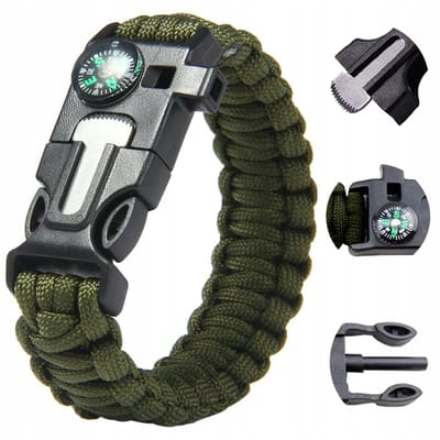 4-In-1 Paracord Survival Armband I 4 Functies I Multitool I Extra Sterk I Vuurstarter I Kompas I Fluitje I Groen