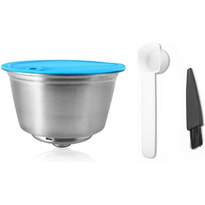 Capsules de café rechargeables en acier inoxydable, pour cafetière, filtres, tasse, capacité de 0.35oz, pour Dolce argenté