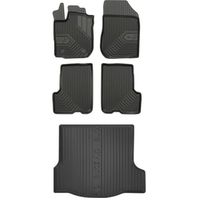 FROGUM - Voordeelset No.77 & DRY ZONE - Geschikt voor DACIA Logan 2 Sedan (2012-2020) - Rubberen matten + Kofferbakmat - Zwart