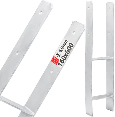 LUN FIX - H-Pfostenverbinder - 160x600x6mm - 1 stuk - Corrosiebestendig - Verzinkt staal - voor hekposten