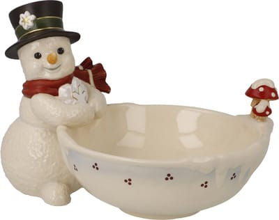 Goebel - Kerst | Schaal Sneeuwpop - Besneeuwde winter | Aardewerk - 17cm