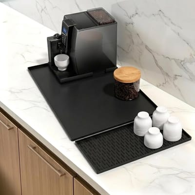 Grote Hittebestendige Siliconen Koffiemat 60x40cm met Verhoogde Randen voor Koffiezetapparaten en Keuken, Ideaal voor Drogen van Servies en Bescherming van Werkbladen