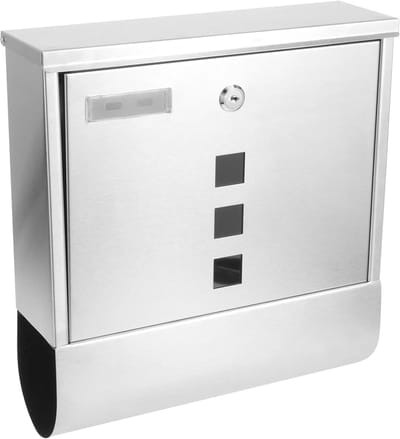 Brievenbus Roestvrij Staal - Postbox Buiten - Post Ontvangen - Afsluitbaar Krantenbakje - 32 cm Breed - Zilver