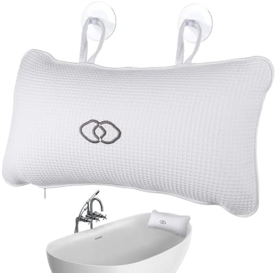 WiseGoods Premium Opblaasbaar Badkussen - Nekkussen Hoofdsteun Met Zuignappen - Wit - Hoofd En Nek - Bad Accessoires - Badkamer