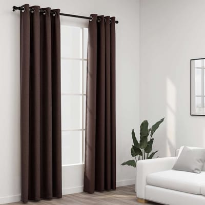 vidaXL - Gordijnen - linnen-look - verduisterend - ogen - 2 - st - 140x245 - cm - taupe