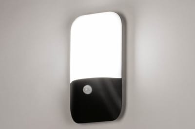 Lumidora Wandlamp 73752 - Voor buiten - FRENNA - Ingebouwd LED - 10.0 Watt - 1000 Lumen - 3000 Kelvin - Zwart - Kunststof - Buitenlamp - IP54 - Met Sensor