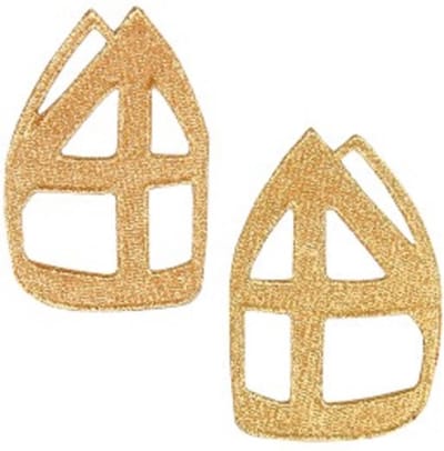Borduursel 2 stuks sint mijter Goud 9,5x6,5 cm.