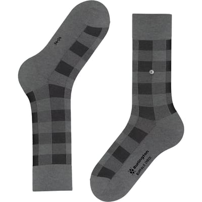 Burlington Buffalo Check gedessineerd wol sokken heren grijs - maat 40-46
