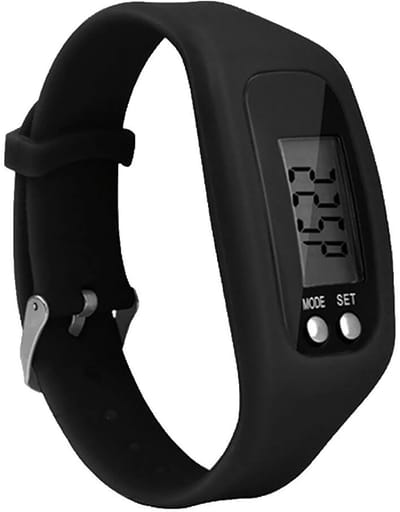 Sportieve hardloophorloge met siliconen stappenteller, calorieënteller en digitale polsband - Zwart