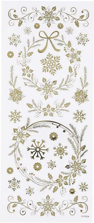 Sneeuwvlokken stickervel met 29 gouden stickers
